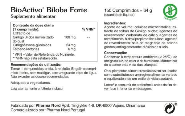 Extracto de folhas secas de Ginkgo biloba padronizado- 150comp.  100mg - Image 2