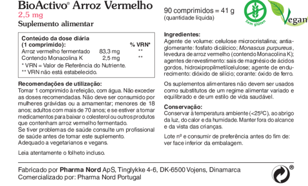 BioActivo Arroz Vermelho- 90 comp.  2,5 mg - Image 2