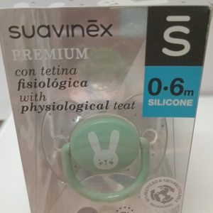 Suavinex – Chupeta Premium Silicone Anatómica 0-6m – coelhinho verde