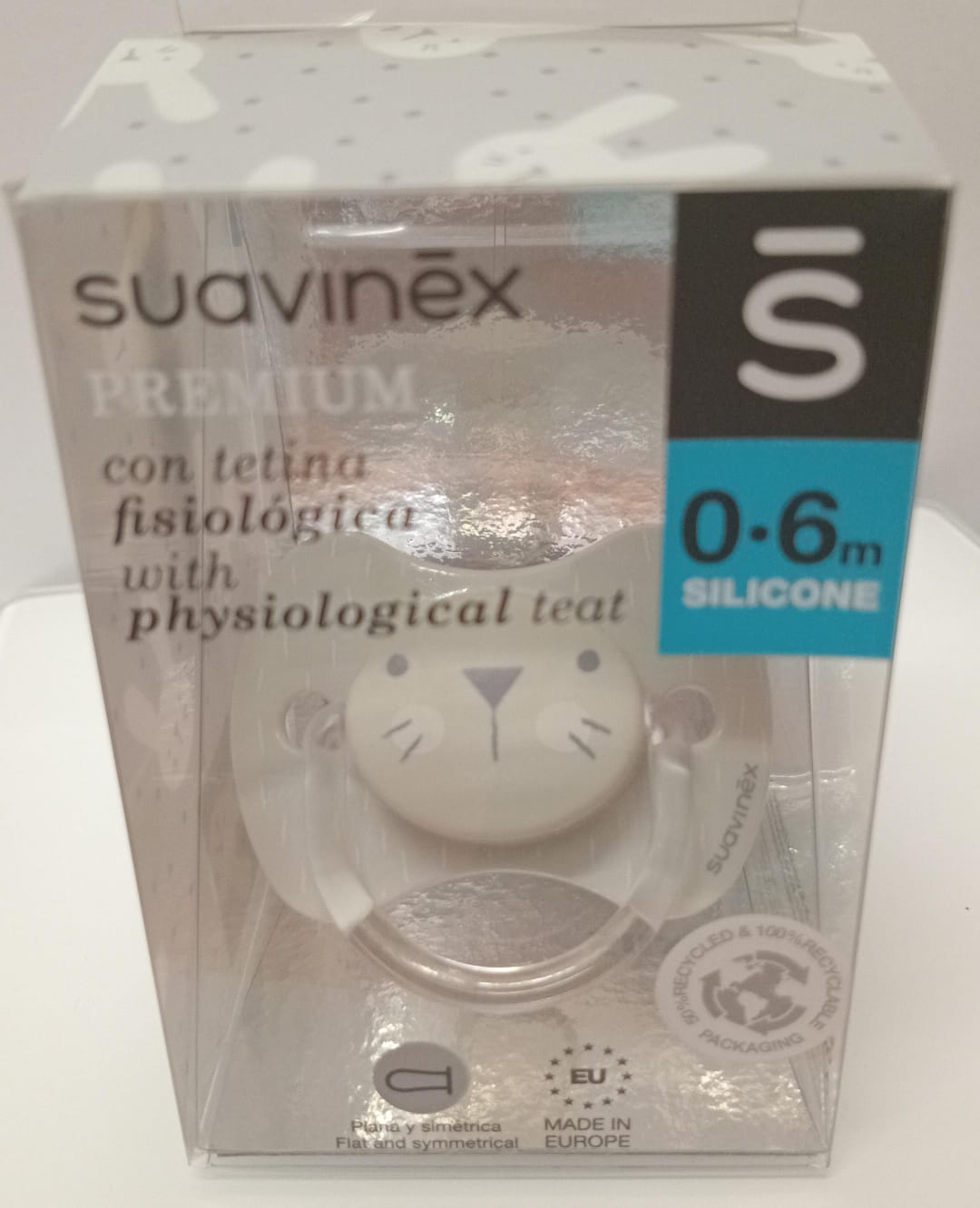 Suavinex – Chupeta Premium Silicone Anatómica 0-6m – coelhinho
