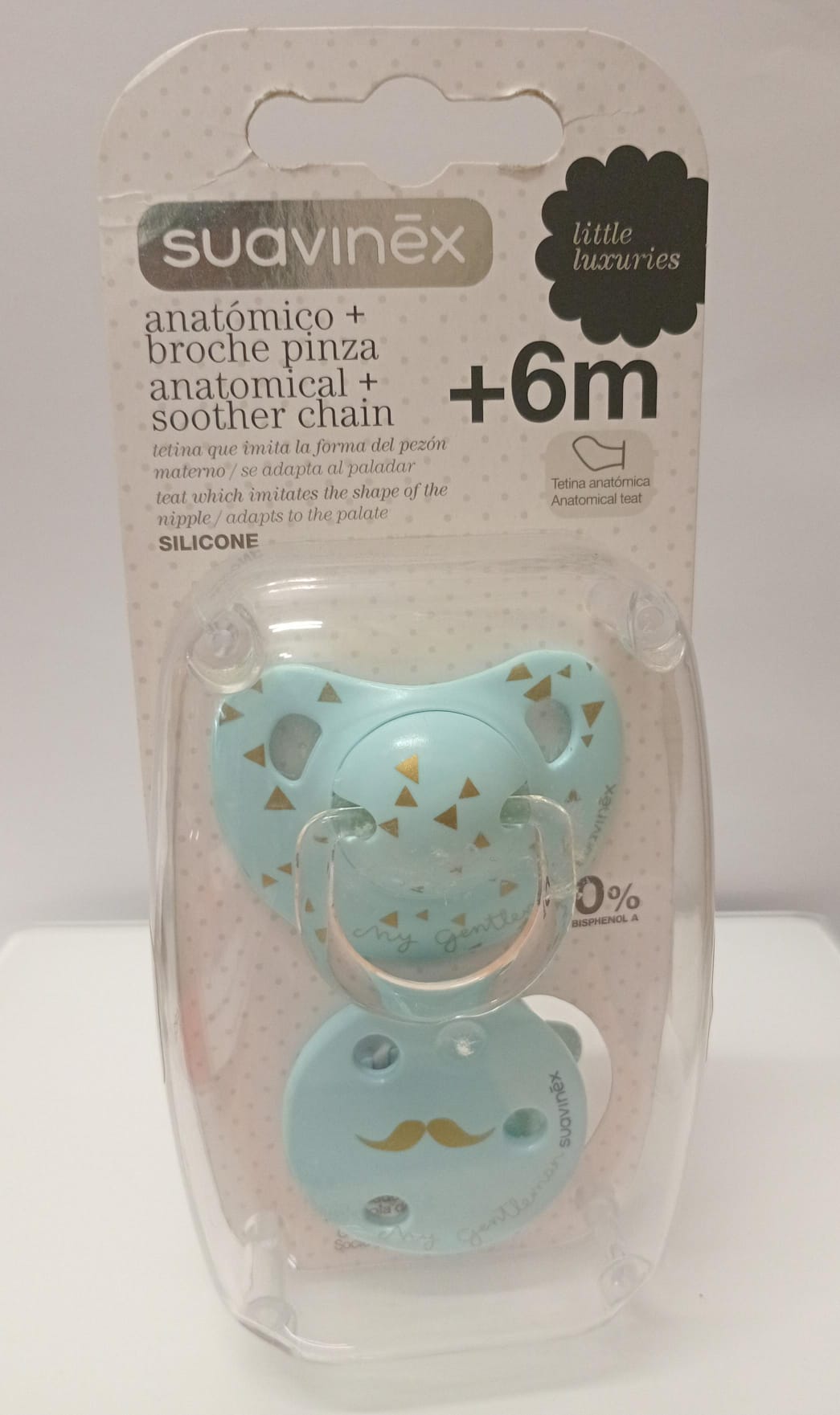 Chupeta anatômica + broche pinza  + 6m Suavinex
