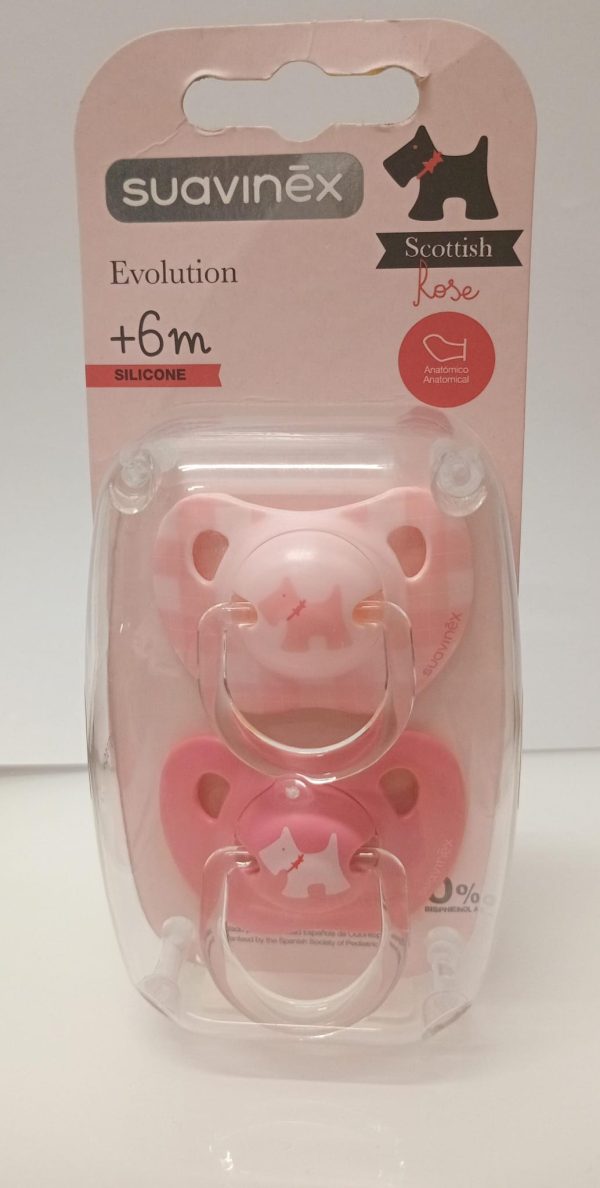 silicone mamilo chupeta Evolution Scottish + 6m Suavinex 2 unidades