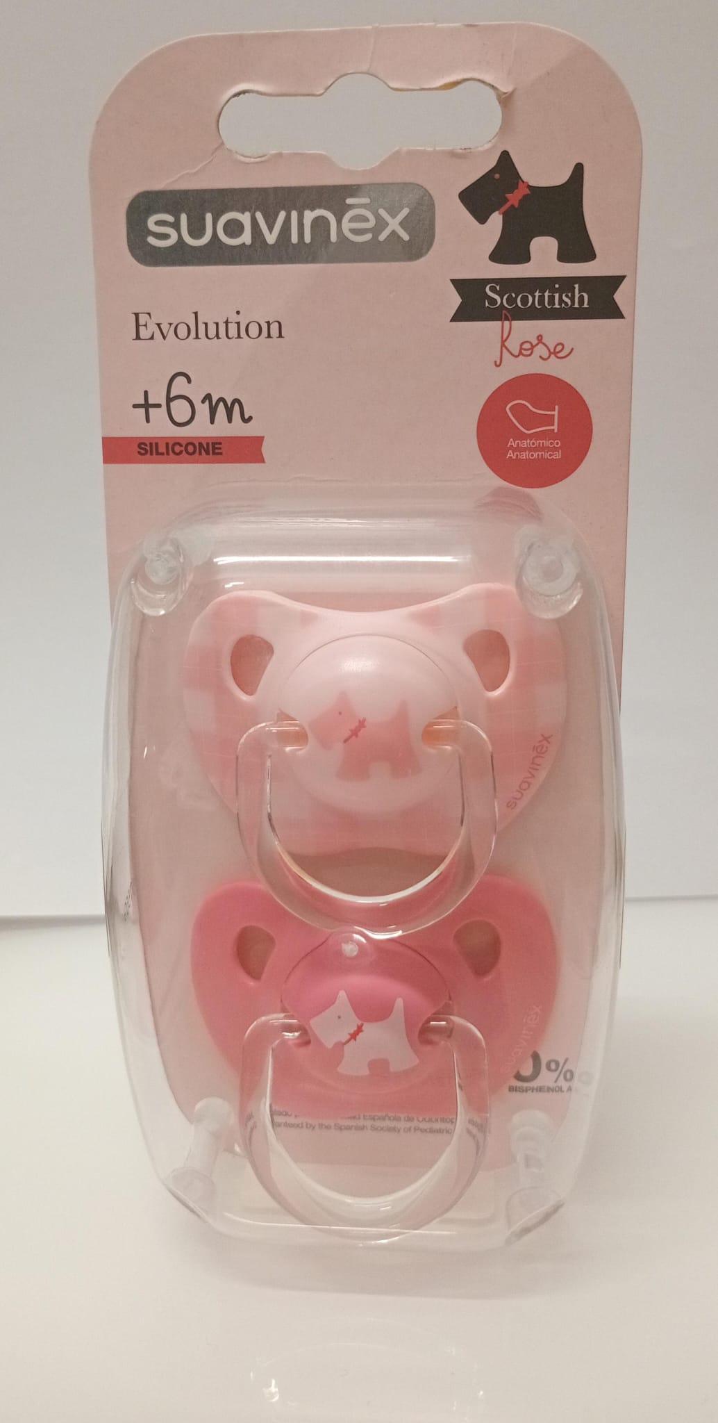 silicone mamilo chupeta Evolution Scottish + 6m Suavinex 2 unidades