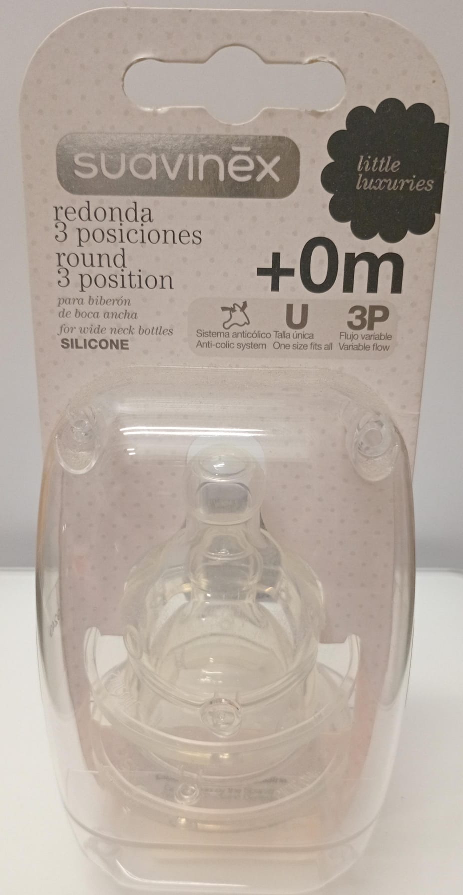 Suavinex Tetina Redonda Silicone 3 Posições Boca Larga +0m 2 unidades