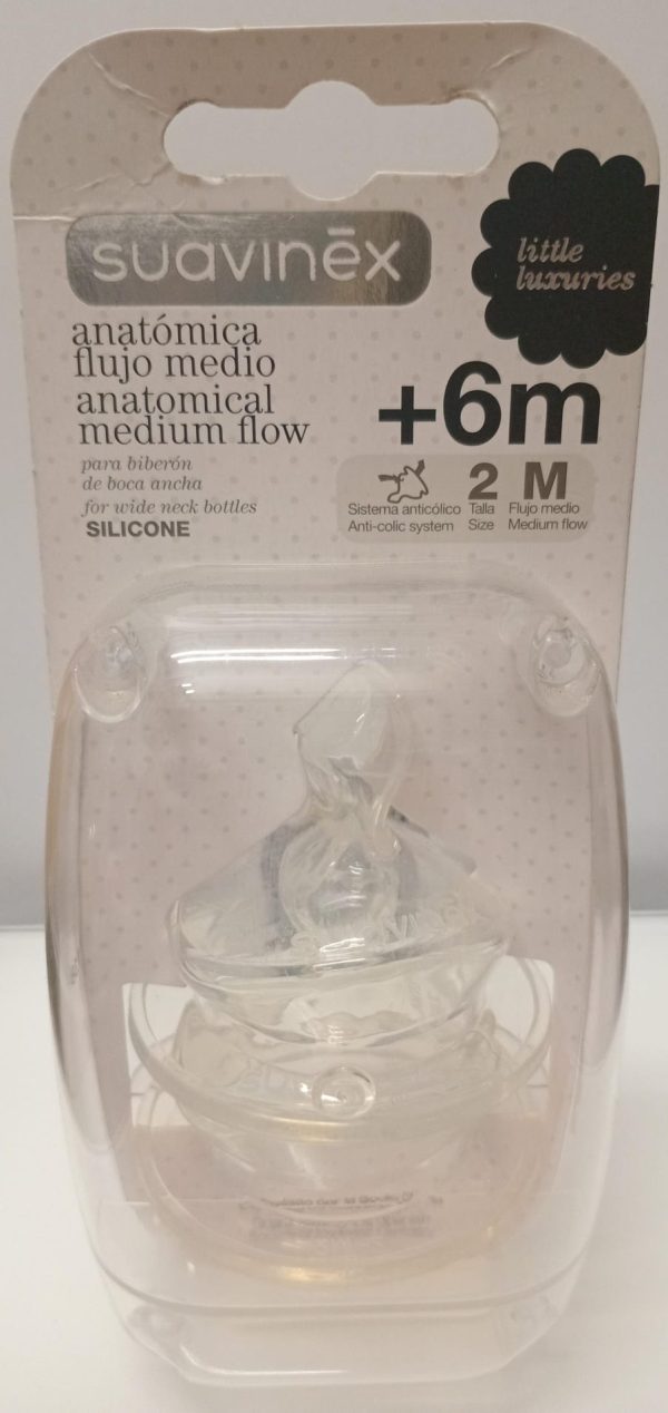Suavinex Tetina Anatômica Silicone Fluxo Médio +6m 2 unidades