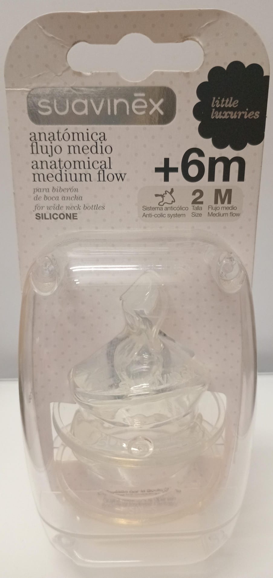 Suavinex Tetina Anatômica Silicone Fluxo Médio +6m 2 unidades