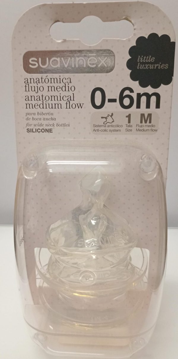 Suavinex Tetina Anatômica Silicone Fluxo Médio 0-6m 2 unidades