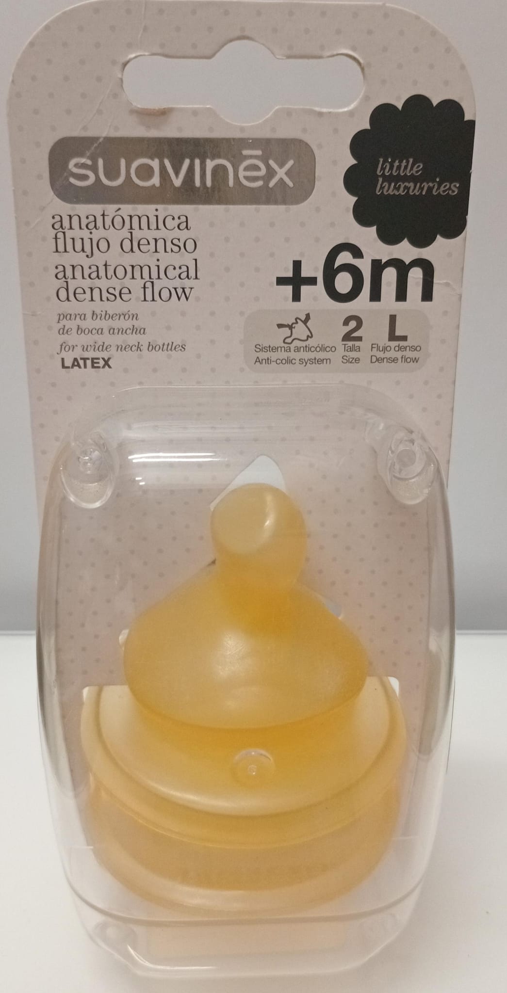 Suavinex ™ tetina anatômica boca em látex boca larga 2L + 6M 2uds
