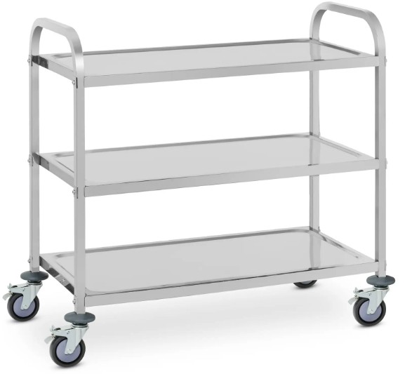 Carrinho de empregado de mesa - 3 prateleiras INOX